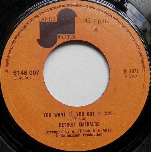 Detroit Emeralds - You Want It, You Got It - 7" Vinyl - 7" Vinyl. This is a product listing from Released Records Leeds, specialists in new, rare & preloved vinyl records.