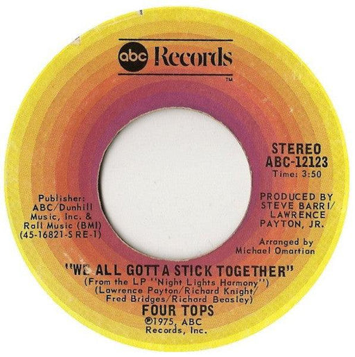 Four Tops - We All Gotta Stick Together - 7" Vinyl. This is a product listing from Released Records Leeds, specialists in new, rare & preloved vinyl records.