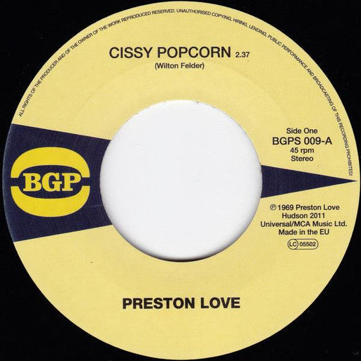 Preston Love/Brenda George - Cissy Popcorn/I Can't Stand It - 7" Vinyl. This is a product listing from Released Records Leeds, specialists in new, rare & preloved vinyl records.