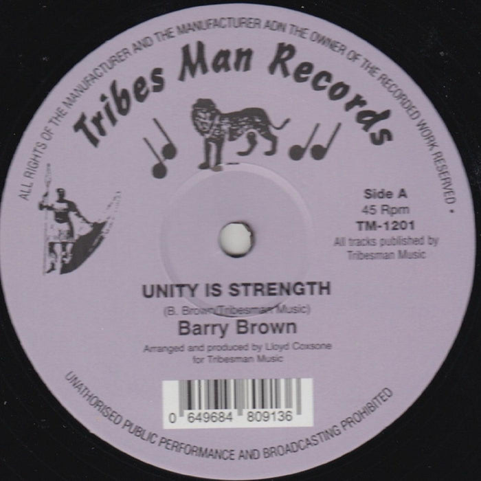 Barry Brown & Drumie Benji - Unity Is Strength. This is a product listing from Released Records Leeds, specialists in new, rare & preloved vinyl records.
